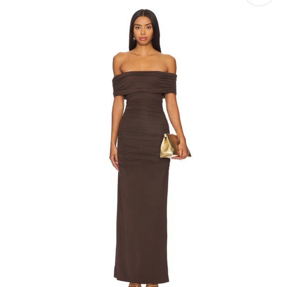 Revolve: House of Harlow 1960: Whittney Maxi Dress in Espresso Brown - Picture 1 of 9